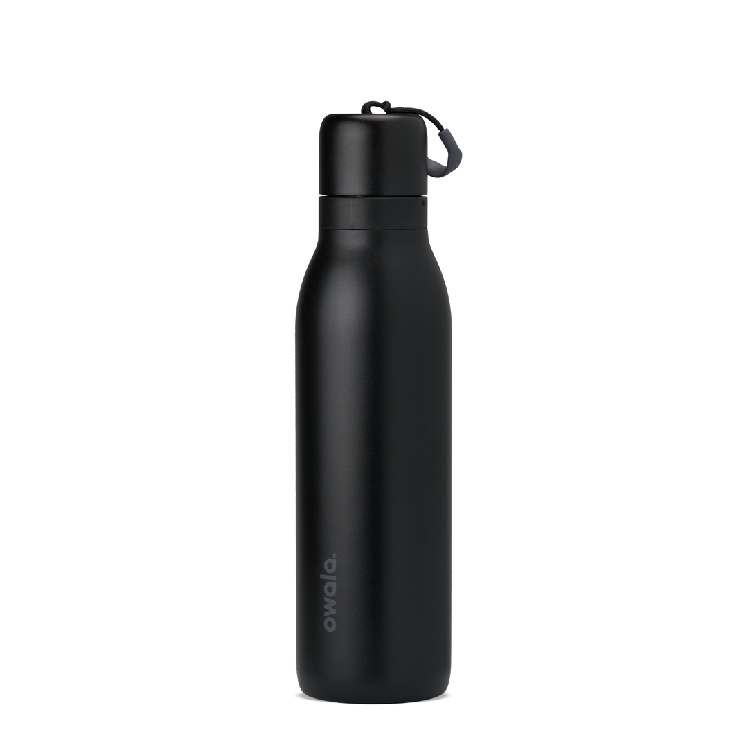 FreeSip Twist 18oz in Black (matte black body, black lid and loop), shown