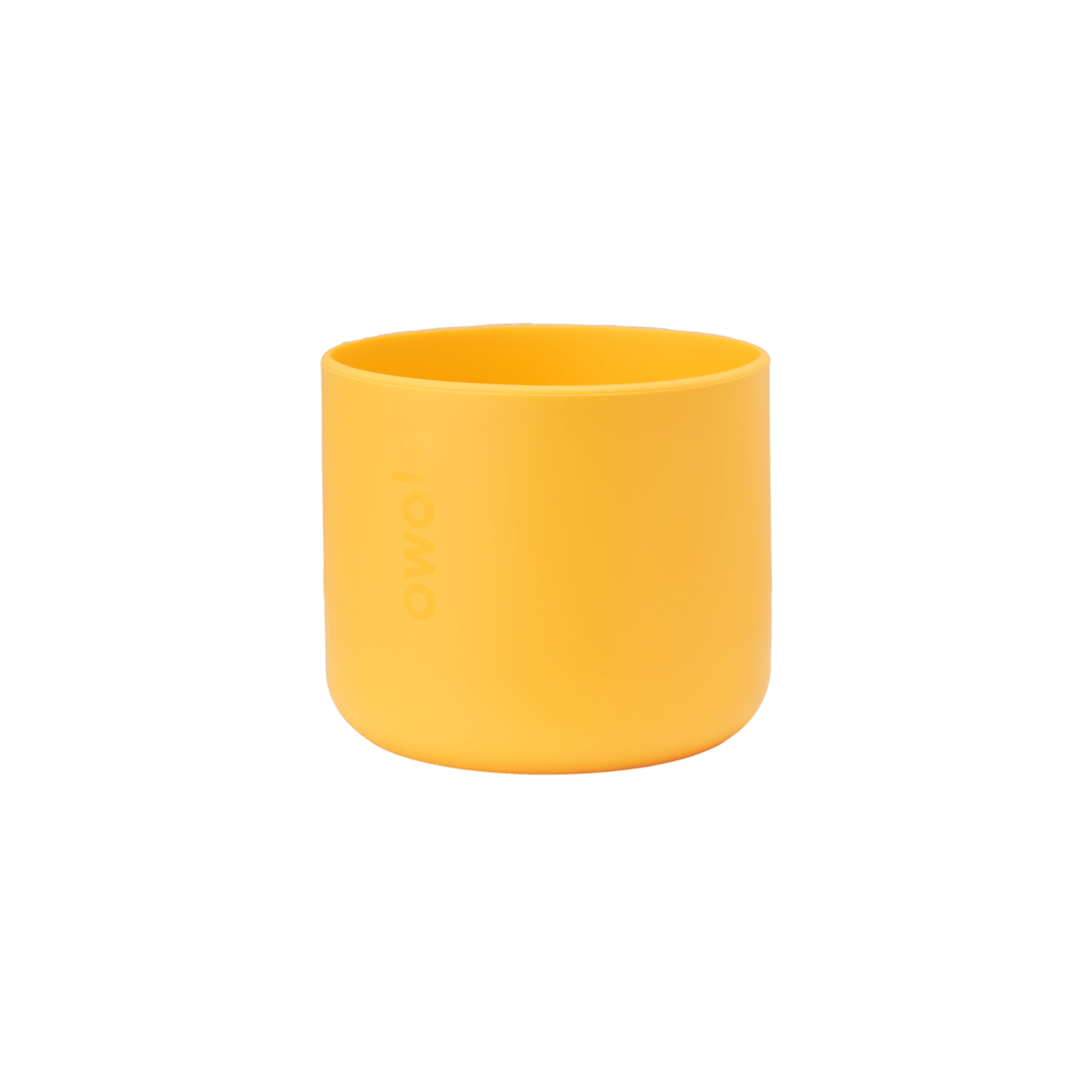 Bottle Boot 24oz in bright yellow silicone; small cylindrical form
