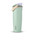 FreeSip Sway 32oz, soft mint green tumbler with angled flip cap and tan carry loop