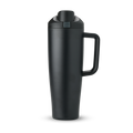 FreeSip Tumbler 40oz in Very Very Dark — matte black body with matching black lid and handle, viewed from the handle side