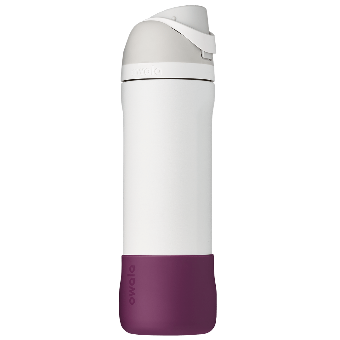 deep plum purple silicone Bottle Boot, shown on a FreeSip bottle as example