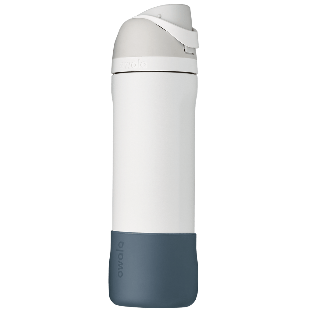 slate blue silicone Bottle Boot, shown on a FreeSip bottle as example