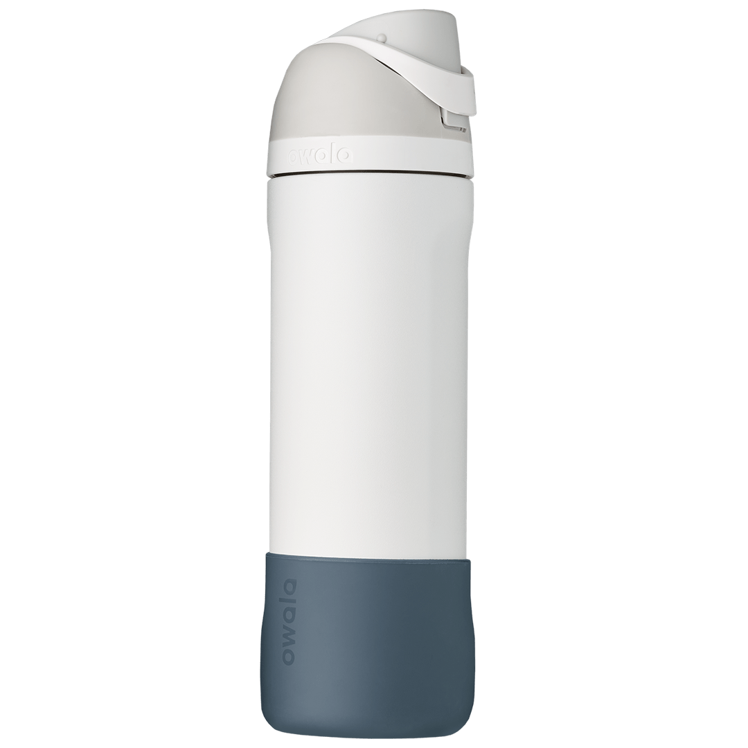slate blue silicone Bottle Boot, shown on a FreeSip bottle as example