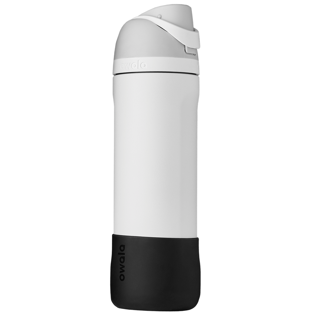 black silicone Bottle Boot, shown on a FreeSip bottle as example