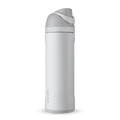FreeSip 24oz water bottle, soft off-white body with light gray flip cap and carry loop