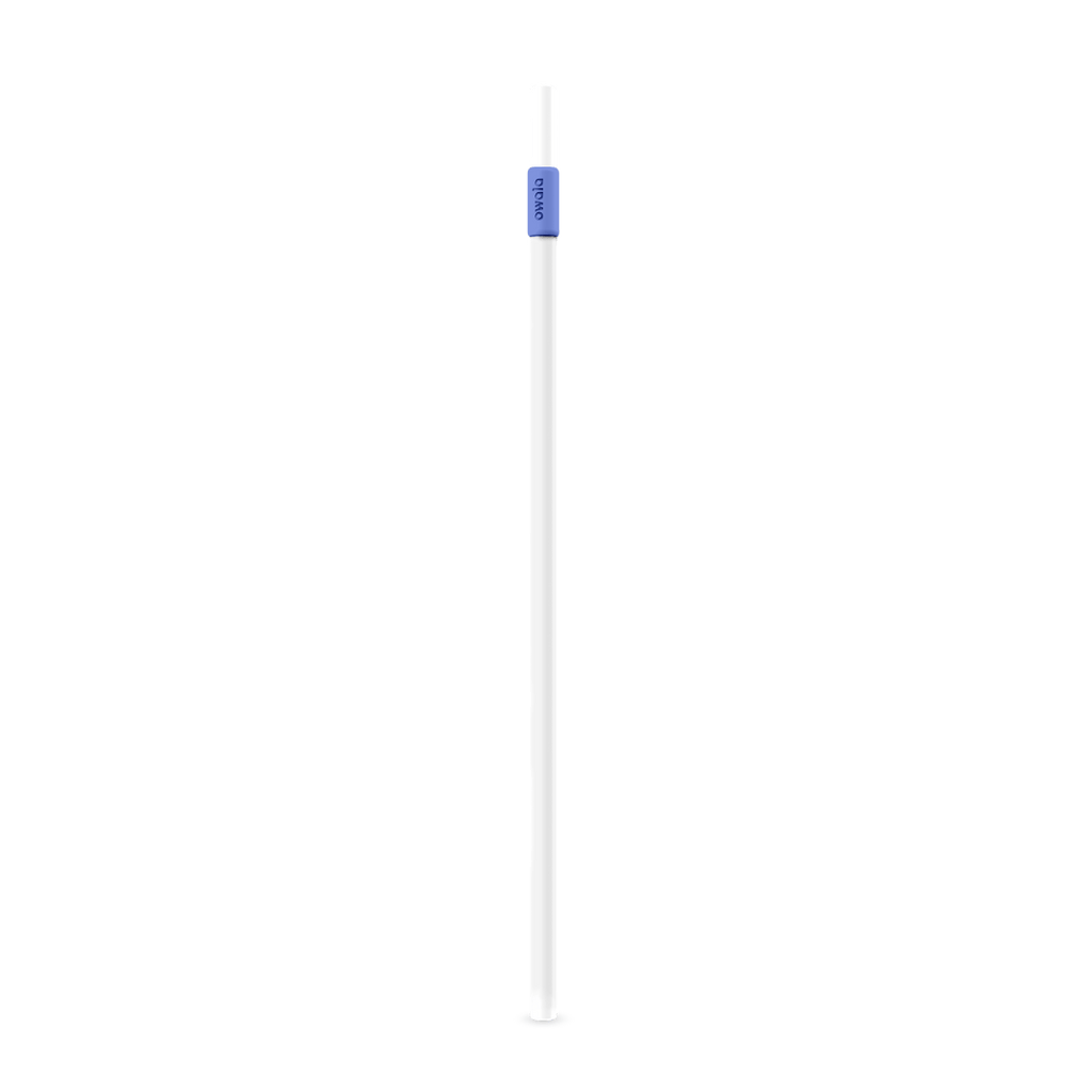 Owala Replacement Straw in white with a blue plastic connector clip near the top