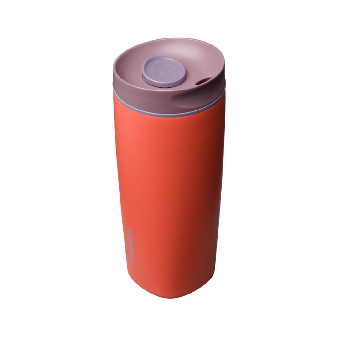 SmoothSip Slider 20oz, burnt orange body with dusty mauve lid