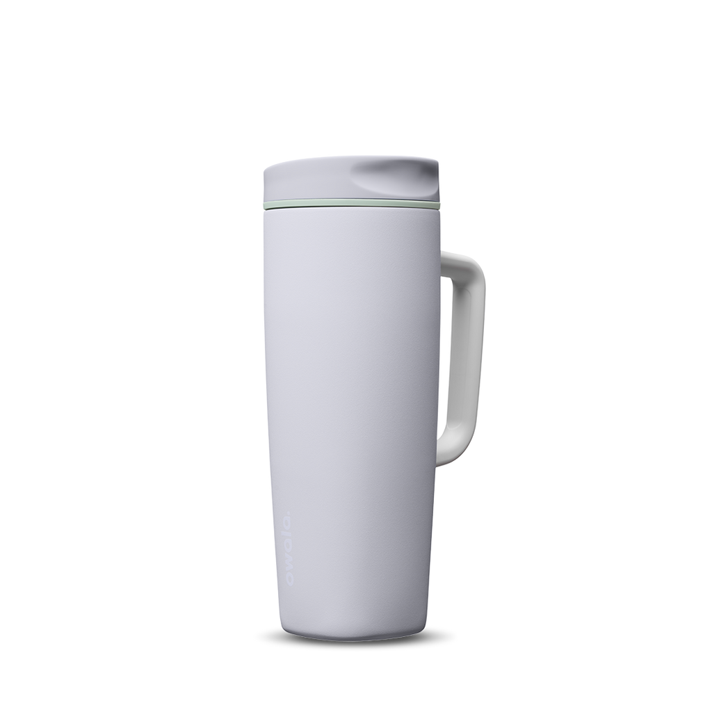 SmoothSip Slider with Handle 24oz in Open Air, pale gray body with light gray slider lid and matching gray handle