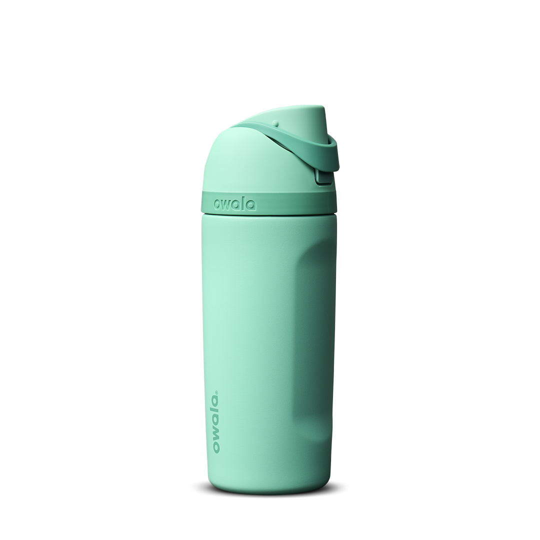 Kids FreeSip 16oz in 90s Kid, bright spearmint green insulated bottle with matching green flip cap and green carry loop