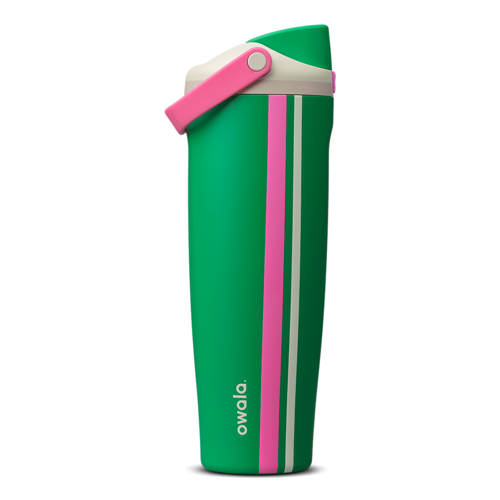 Owala Birthday Bash Vacation Mode 40oz FreeSip Sway bottle in vibrant green