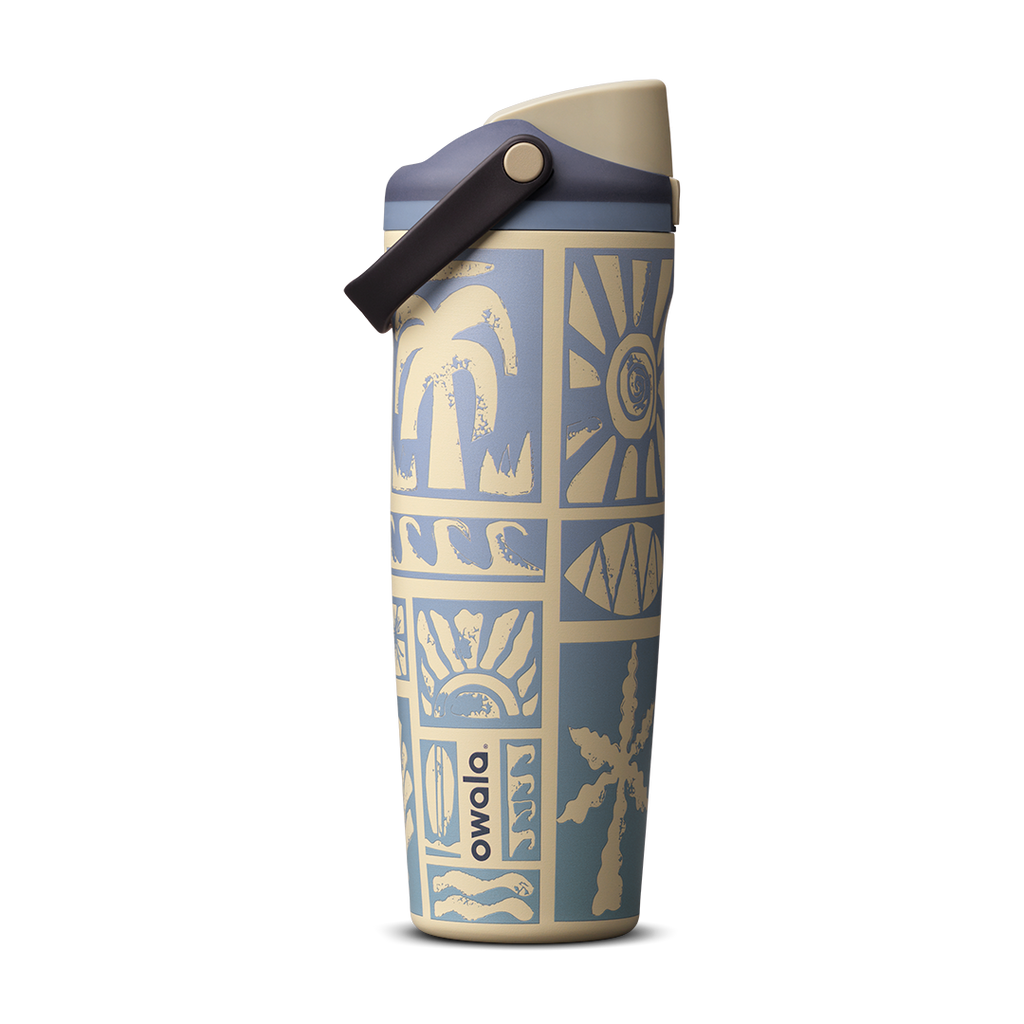 Owala Birthday Bash Vintage Surf 30oz FreeSip Sway bottle in dusty blue