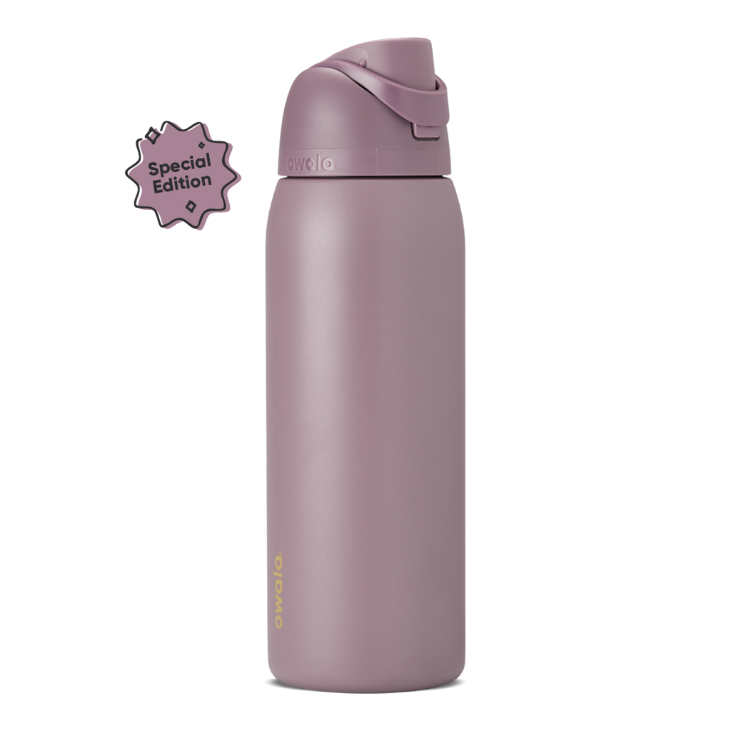 FreeSip 40oz in Spring Revival, soft dusty mauve/lilac body with matching flip cap and carry loop