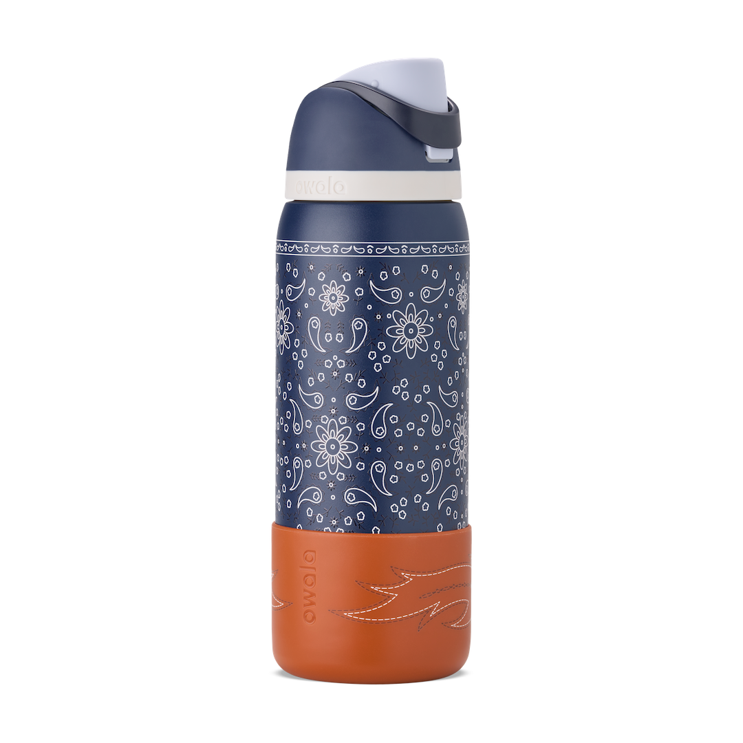Owala Birthday Bash Not My First Rodeo Kids FreeSip bottle in navy blue