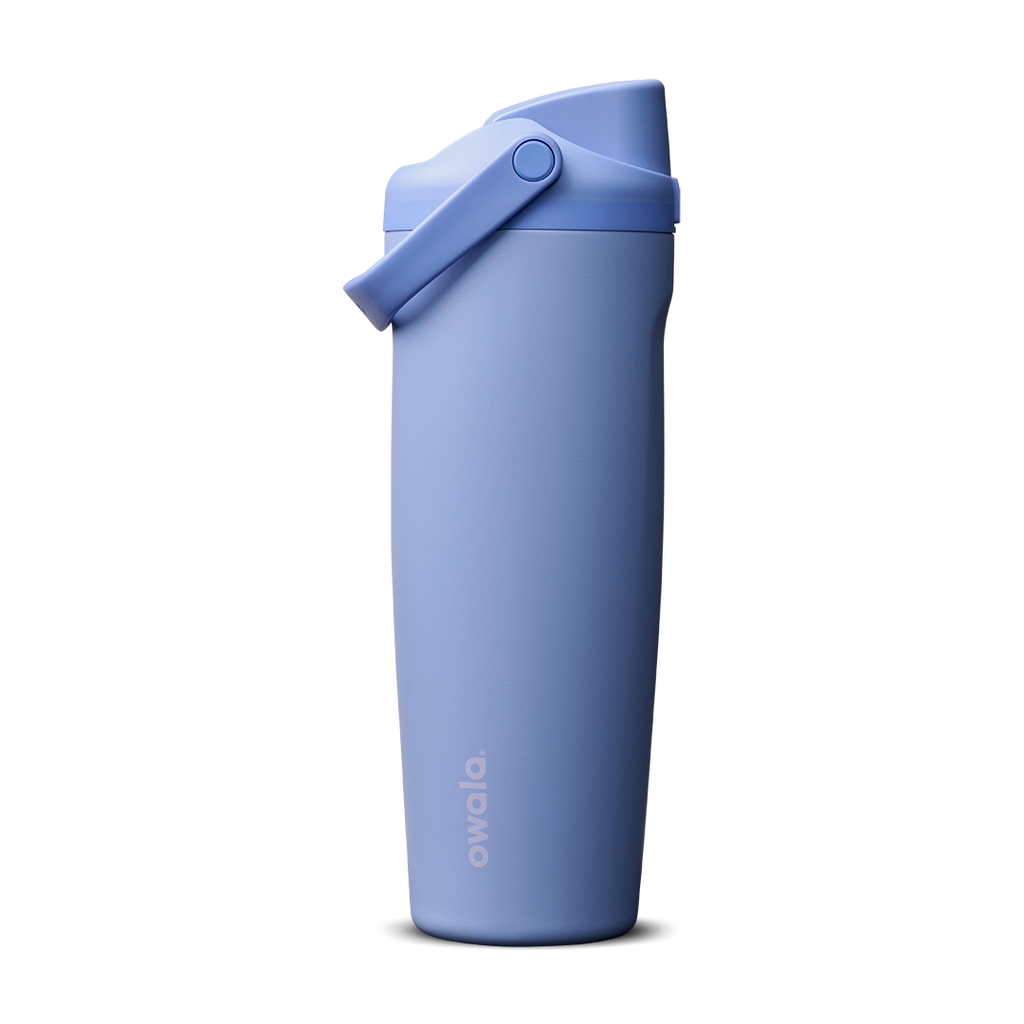 FreeSip Sway 30oz in Out of the Blue, periwinkle blue insulated water bottle with matching blue flip cap and carry loop