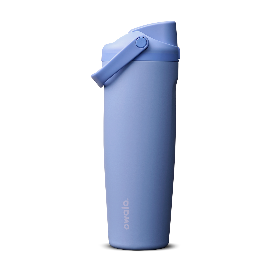 FreeSip Sway 30oz in Out of the Blue, periwinkle blue insulated water bottle with matching blue flip cap and carry loop