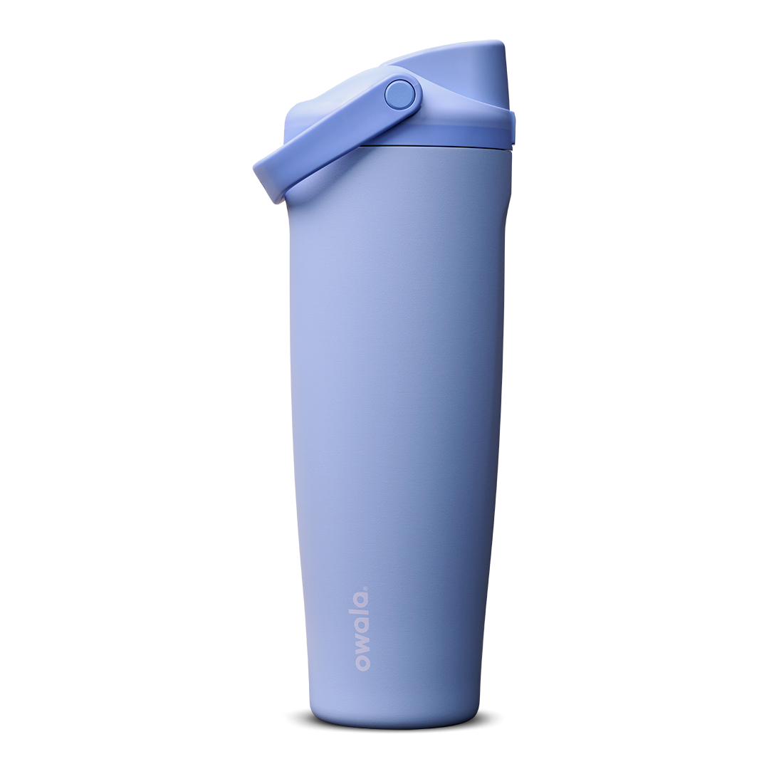 FreeSip Sway 40oz in Out of the Blue, periwinkle blue insulated water bottle with matching blue flip cap and carry loop