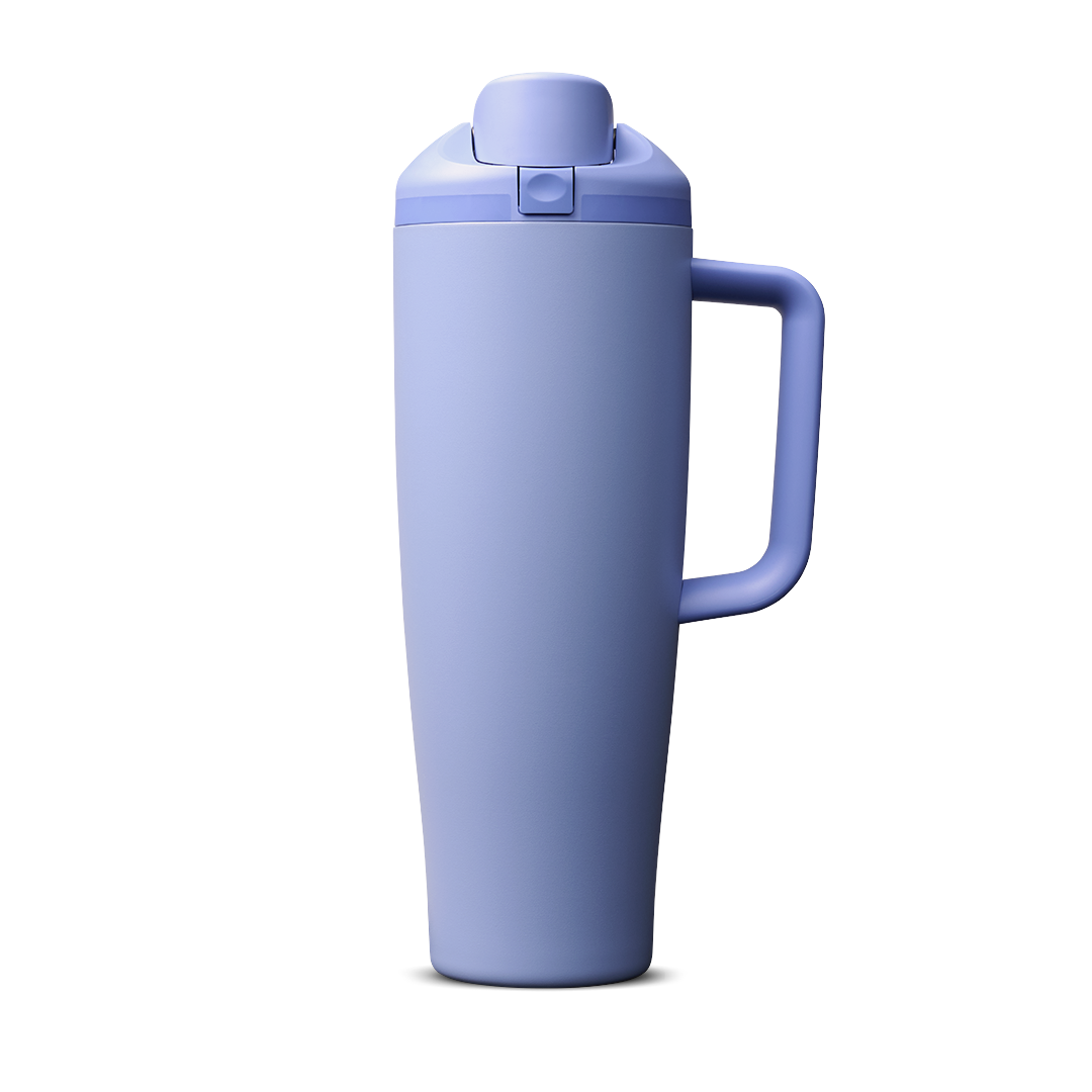FreeSip Tumbler 40oz Out of the Blue, periwinkle/cornflower blue body with matching lid and handle