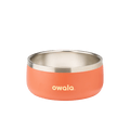 Pet Bowl 3-cup, coral orange exterior with stainless steel interior