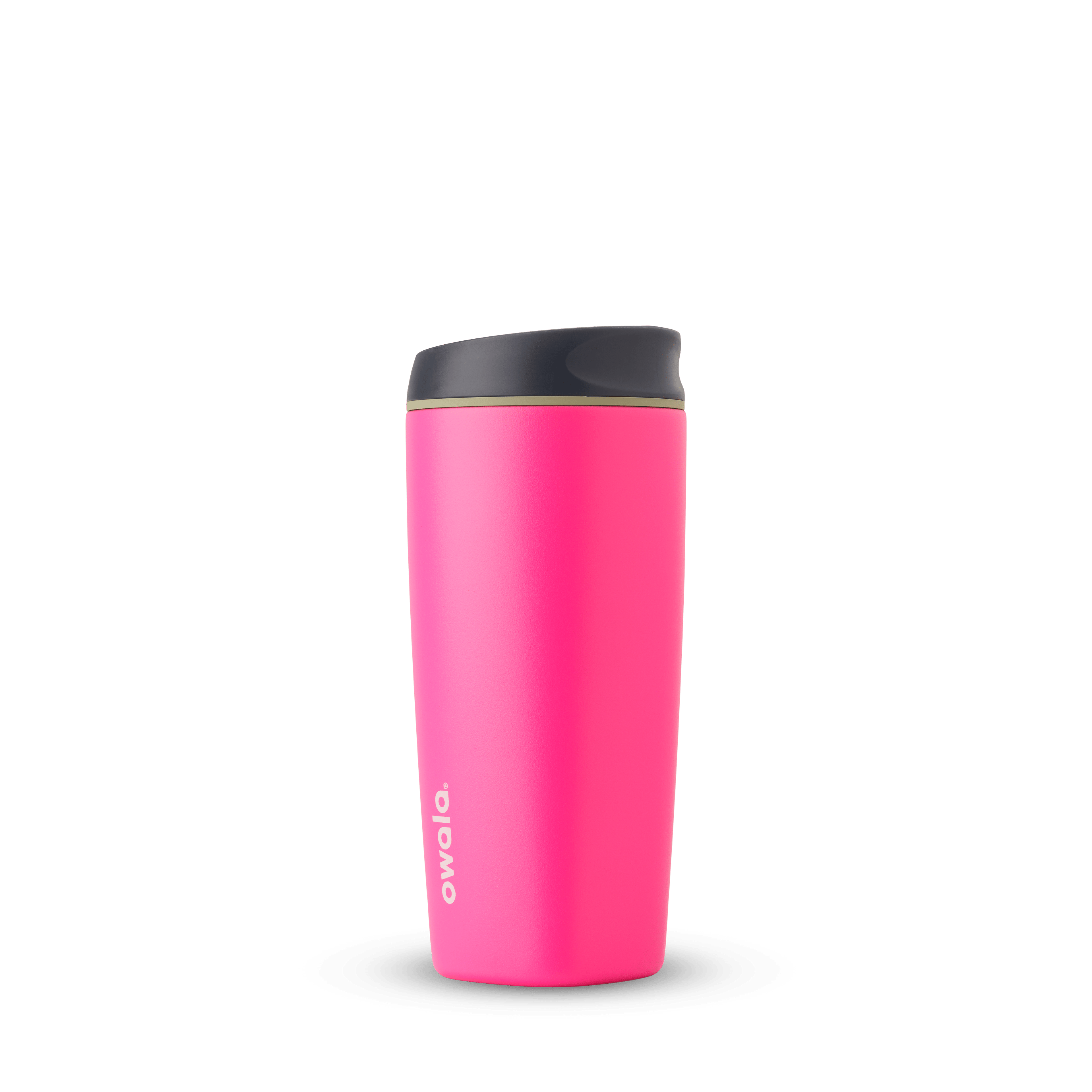 SmoothSip 20oz in Watermelon Breeze, neon pink tumbler body with charcoal gray flip-style lid
