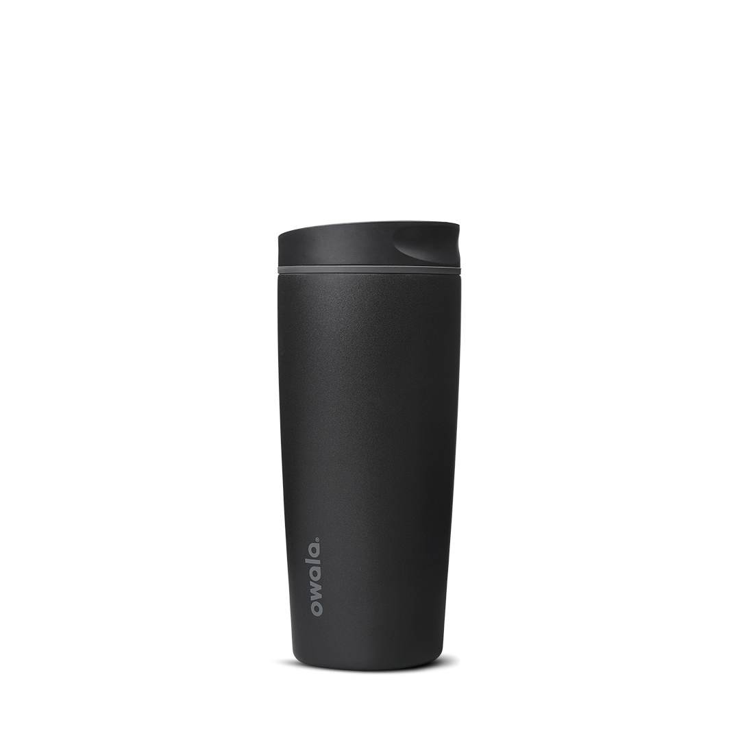 SmoothSip Slider 20oz in Very, Very Dark, matte black body with dark charcoal slider lid