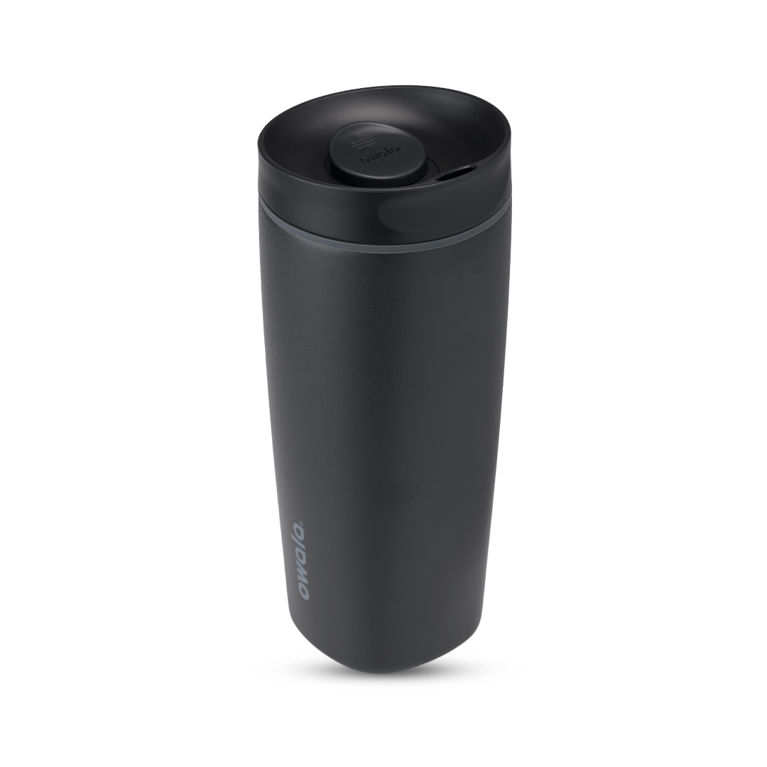 SmoothSip Slider 20oz in Very, Very Dark, all-black body and lid with matching black slider button