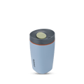 SmoothSip Slider 12oz in Lakeside, light blue body with dark gray lid, sage green slider button, and orange accent ring