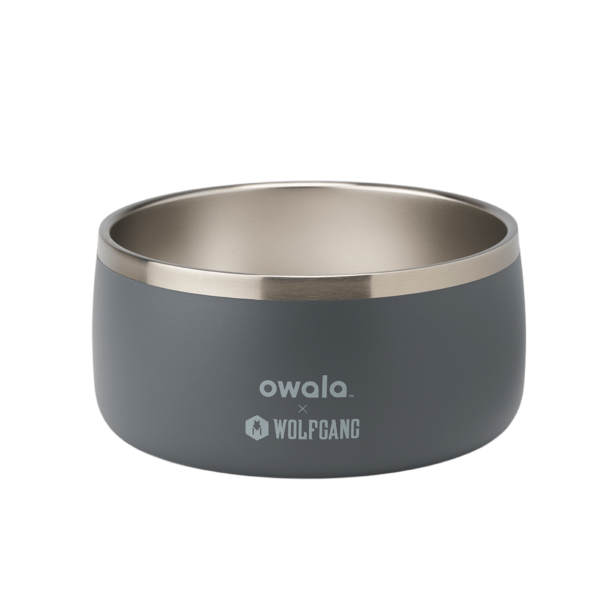 Owala x Wolfgang Pet Bowl in medium gray with stainless steel interior